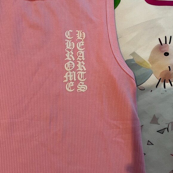 Chrome Hearts Sanskrit Print Pink Ribbed Vest - Picture 3 of 7